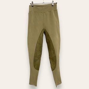 Handmade Equestrian Pants Leather Breeches Star Pattern Olive Green Horse Riding